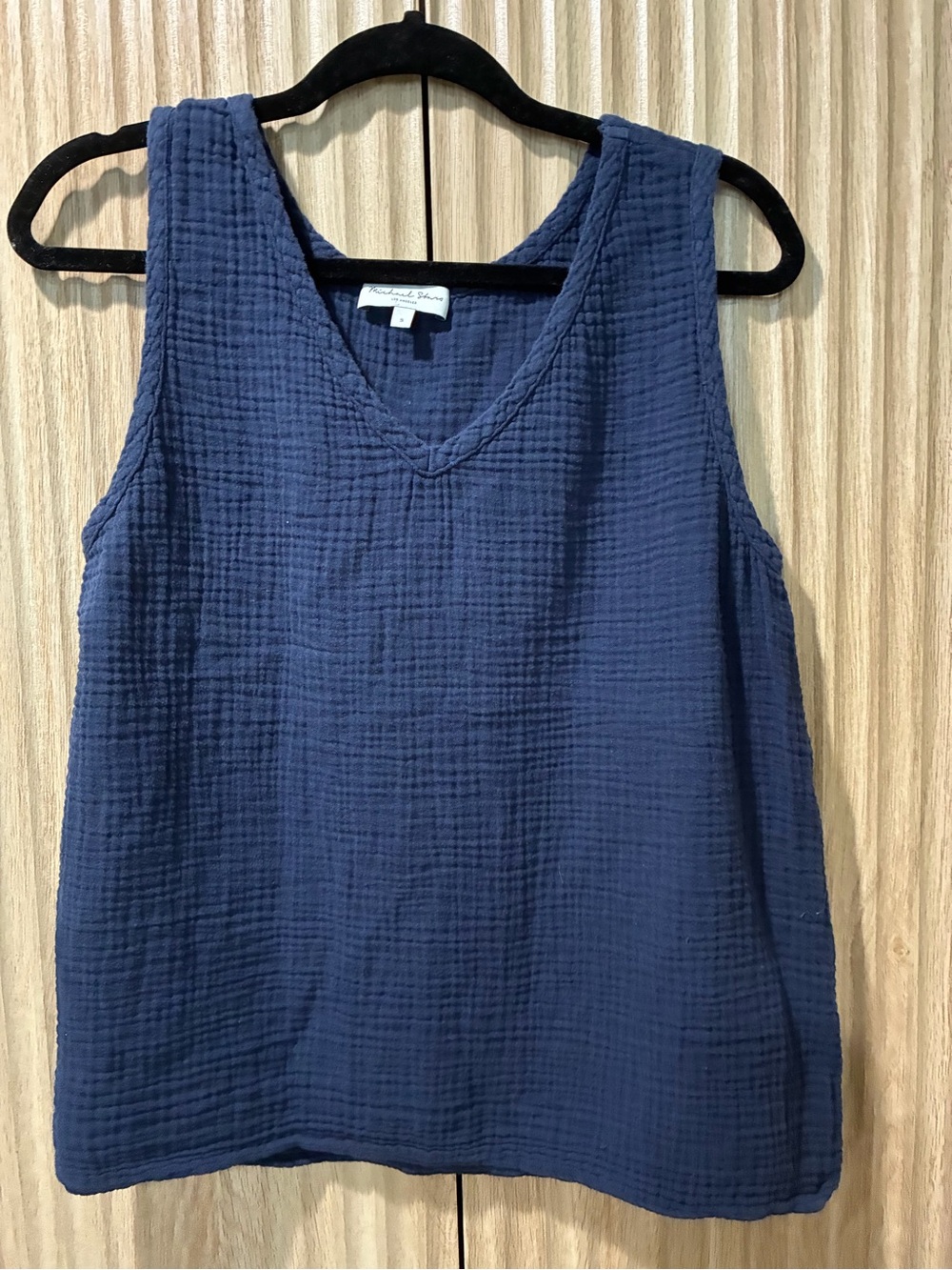 Michael Stars Navy Cotton Gauze V-Neck Tank